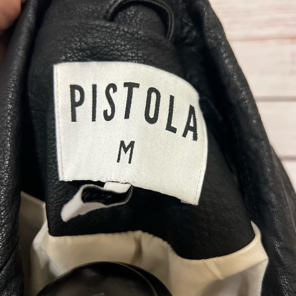 Pistola Anita Faux Shearling moto jacket medium black white - Picture 6 of 12